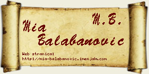 Mia Balabanović vizit kartica